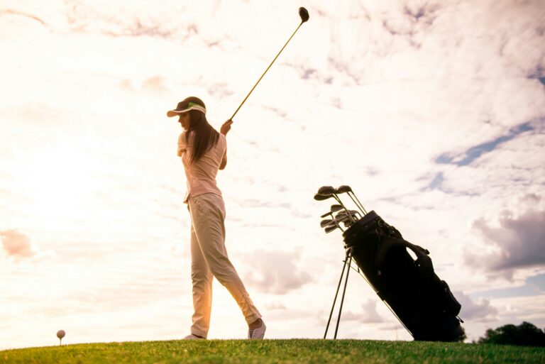 Woman playing golf